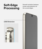 Galaxy S23 Screen Protector | Full Cover Glass - Close-up of phone screen with 2.5D curved edges and soft-edge glass.