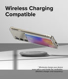 Galaxy S23 Case | Fusion Card - A clear phone case with a card holder hovering above a wireless charging pad.
