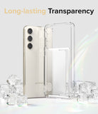 Galaxy S23 Case | Fusion Card - A clear phone case with a card slot standing next to a Galaxy S23 among ice cubes.