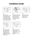 Galaxy Watch 5 / 4 Screen Protector | Glass - R4 - Five-step illustrated installation guide for applying a smartwatch screen protector.