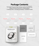 Galaxy Watch 5 / 4 40mm Screen Protector | Glass - R4 - Galaxy Watch 5 / 4 40mm Screen Protector - Four circular glass protectors, cleaning cloth, wipes, and installation guide.