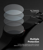 Galaxy Watch 5 / 4 Screen Protector | Glass - R4 - Galaxy Watch 5 / 4 Screen Protector - Exploded view showing three layers of screen protection over a smartwatch.