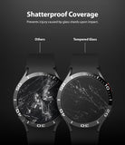 Galaxy Watch 5/4 44mm Screen Protector for Bezel Styling | Glass - R5 - Galaxy Watch 5/4 44mm Screen Protector - Comparison of shattered standard glass versus crack-resistant tempered glass.