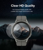 Galaxy Watch 5 Pro 45mm Screen Protector | Glass - R7 - Transparent screen protector hovering over a smartwatch face.