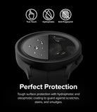 Galaxy Watch 5 Pro 45mm Screen Protector | Glass - R7 - Galaxy Watch 5 Pro 45mm Screen Protector - Watch face showing water-repellent coating vs smudged surface with icons.