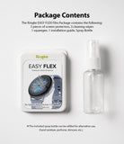 Galaxy Watch Active | Easy Flex - Ringke screen protector packaging and an empty spray bottle on a white background.