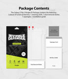 Galaxy Z Flip 3 Screen Protector - Package includes two screen protectors, cleaning cloth, squeegee, sticker, and guide.