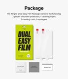Galaxy Z Flip 4 Screen Protector | Dual Easy Film - Package contents: two screen films, cleaning wipe, cloth, squeegee.