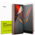 Galaxy Z Fold 2 Screen Protector | Invisible Defender - Galaxy Z Fold 2 Screen Protector - Ringke Invisible Defender film applied to a bronze Samsung Galaxy Z Fold 2 smartphone.