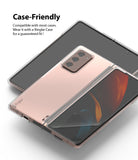 Galaxy Z Fold 2 Screen Protector | Invisible Defender - Rose gold Galaxy Z Fold 2 in a clear case with a screen film.