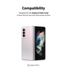 Galaxy Z Fold 3 Screen Protector | Cover Display Glass - Galaxy Z Fold 3 Screen Protector - A silver Galaxy Z Fold 3 smartphone shown partially folded against a white background.
