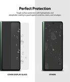 Galaxy Z Fold 3 Screen Protector | Cover Display Glass - Galaxy Z Fold 3 Screen Protector - Comparison showing a clean screen protector versus a smudged, unprotected phone.