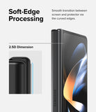 Galaxy Z Fold 4 Screen Protector | Cover Display Glass - Galaxy Z Fold 4 Screen Protector - Close-up of curved 2.5D glass edges on a smartphone screen for a smooth transition.