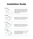 Galaxy Z Fold 4 Screen Protector | Dual Easy Film - Galaxy Z Fold 4 Screen Protector - Four-step illustrated guide showing how to apply the screen protector using tabs.
