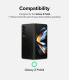 Galaxy Z Fold 4 Screen Protector | Dual Easy Film - Galaxy Z Fold 4 Screen Protector - A black Galaxy Z Fold4 smartphone shown folded, with text confirming compatibility.