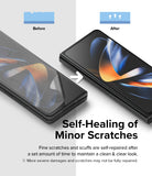 Galaxy Z Fold 4 Screen Protector | Dual Easy Film - Galaxy Z Fold 4 Screen Protector - Comparison showing a scratched phone screen healing into a smooth, clear display.