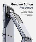 Galaxy Z Flip 4 Combo | Case + Screen Protector - Clear protective case on a Galaxy Z Flip 4 highlighting button access.