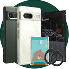 GIFT SET | Google Pixel 7 - Two phone cases, a bear-themed card holder, two ring holders, and a microfiber cloth.