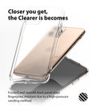 iPhone 11 Pro Case | Fusion Matte - A gold iPhone 11 Pro inside a clear, frosted protective case with text overlays.