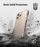 iPhone 11 Pro Case | Fusion Matte - iPhone 11 Pro in a clear case surrounded by dust and debris, highlighting military-grade drop protection.