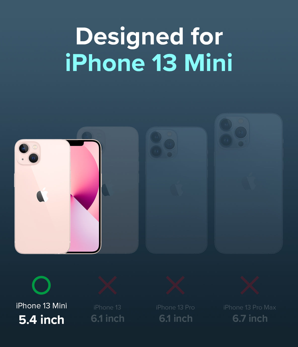 iPhone 13 Mini Case | Fusion Matte - Comparison chart showing iPhone 13 Mini is the only compatible model among the series.