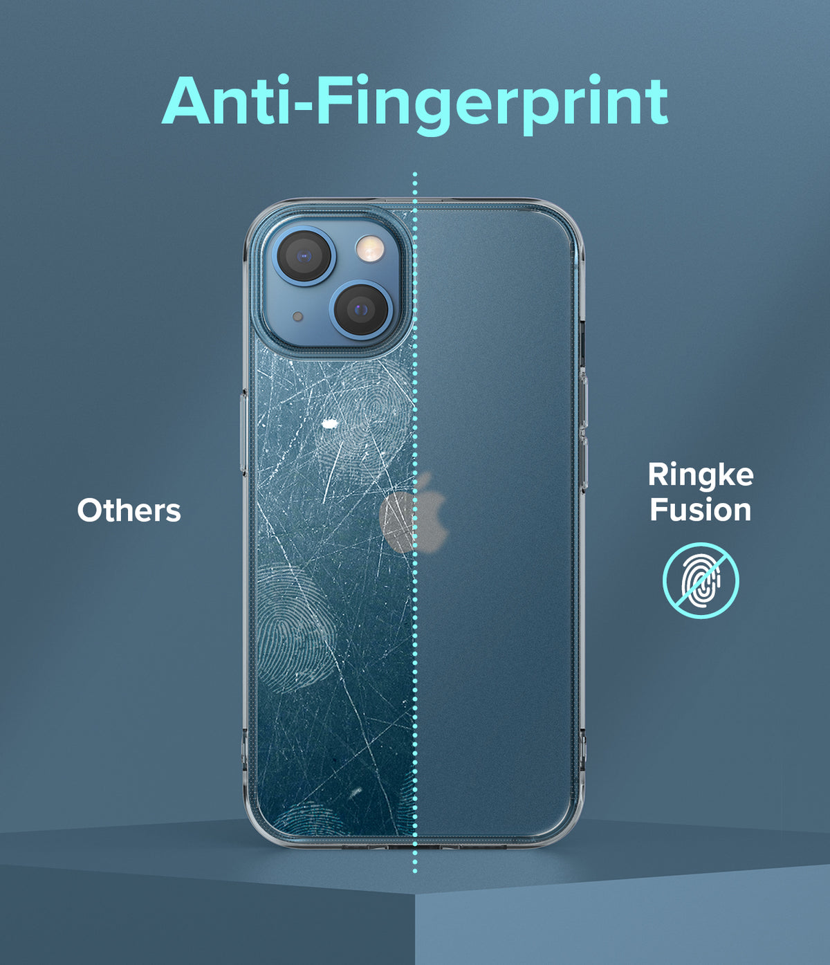 iPhone 13 Mini Case | Fusion Matte - Comparison showing a scratched, smudged case versus a clean Ringke Fusion matte case.