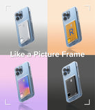 iPhone 13 Pro Max Case | Fusion Card - Four iPhone 13 Pro Max phones in clear cases with different colored card inserts.
