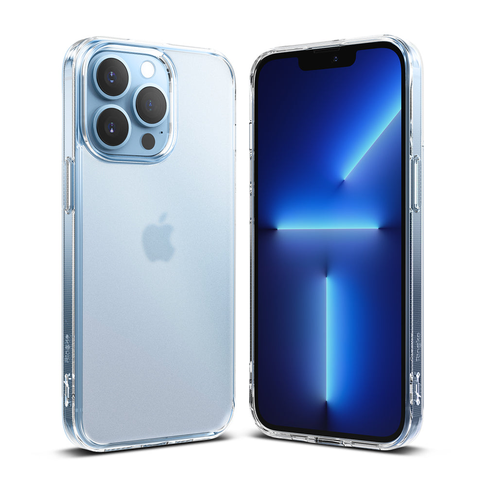 iPhone 13 Pro Max Case | Fusion Matte - Front and back views of a clear, matte-finish protective phone case.