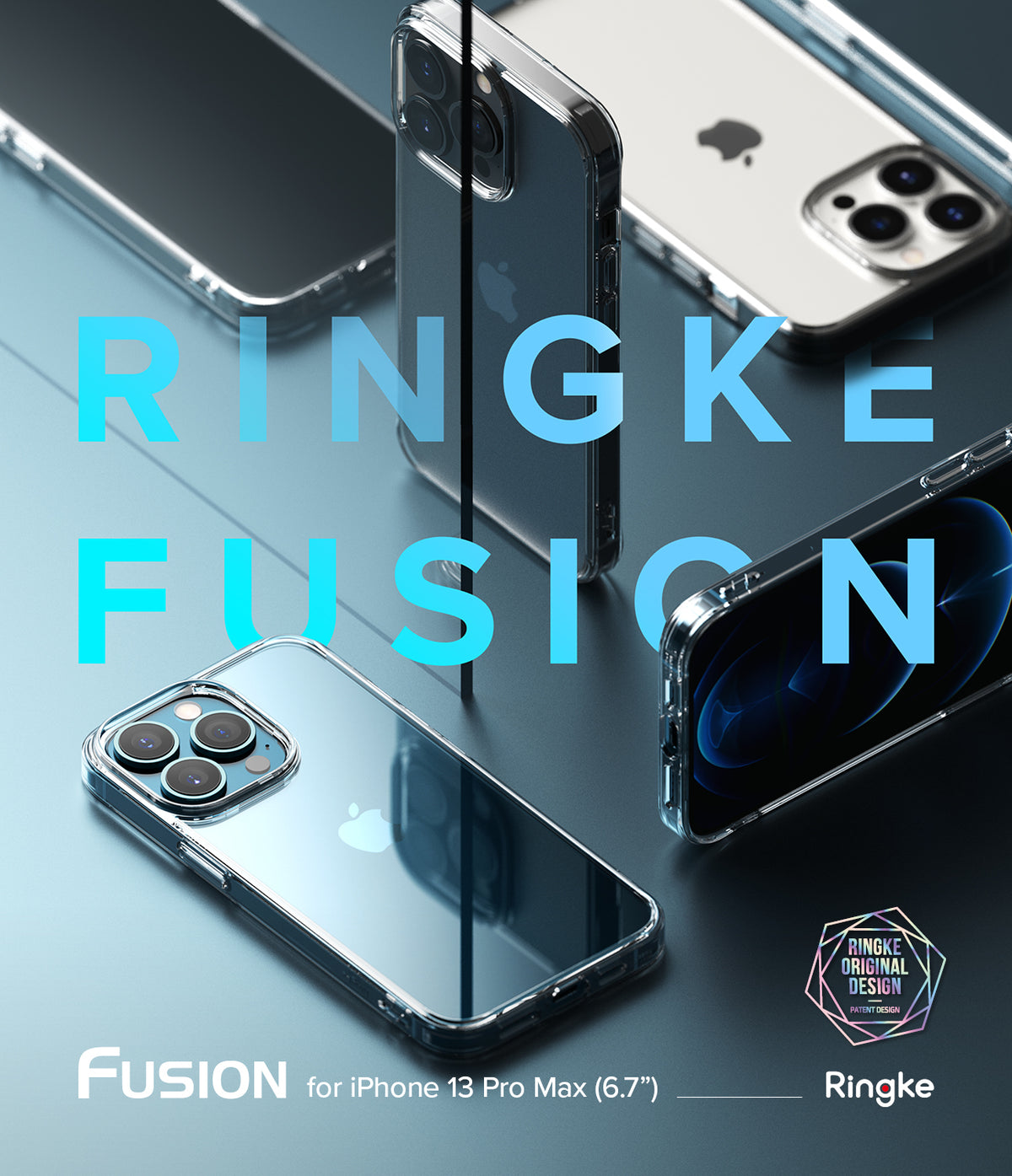 iPhone 13 Pro Max Case | Fusion Matte - Multiple iPhone 13 Pro Max phones in clear matte cases arranged on a dark surface.