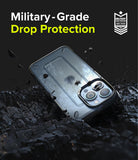 iPhone 13 Pro Case | UX - Matte Clear - Matte clear phone case on dark, rocky debris with military-grade drop protection text.