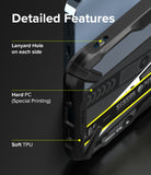 iPhone 13 Pro Case | Fusion-X Design - Ticket Band - Close-up of phone case highlighting lanyard holes, hard PC back, and soft TPU bumper.
