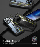 iPhone 13 Pro Case | Fusion-X Design - Ticket Band - Three iPhone 13 Pro cases with a black frame and ticket-themed back.