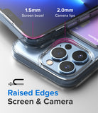 iPhone 13 Pro Case | Fusion Card - Close-up of phone case showing 1.5mm screen bezel and 2.0mm raised camera lips.