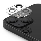iPhone 13 Mini / 13 | Camera Protector Glass [3 Pack] - Transparent glass lens protector hovering above iPhone camera.