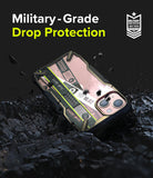 iPhone 13 Case | Fusion-X Design - Ticket Band - Ticket-themed phone case on charred ground with military-grade text.