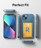 iPhone 13 Case | Fusion Card - Clear iPhone 13 case with a card slot holding a yellow card, shown from multiple angles.