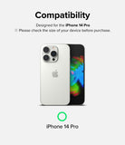 iPhone 14 Pro Screen Protector | Full Cover Glass - Compatibility chart showing an iPhone 14 Pro with a green checkmark.