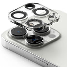 iPhone 14 Pro Max / 14 Pro | Camera Protector Glass [3 Pack] - Clear glass lens protector hovering over iPhone camera.