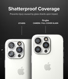 iPhone 14 Pro Max / 14 Pro | Camera Protector Glass [3 Pack] - Comparison showing shattered standard glass vs intact Ringke.