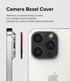 iPhone 14 Pro Max / 14 Pro | Camera Styling - Exploded view of a black camera bezel cover aligning with an iPhone lens array.