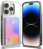 iPhone 14 Pro Case | Fusion Card - Clear phone case with a rear card slot holding a gradient-colored card next to the phone.