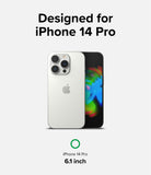 iPhone 14 Pro Screen Protector | Privacy Glass - iPhone 14 Pro Screen Protector - Silver iPhone 14 Pro shown from back and front with 6.1-inch display text.