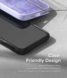 iPhone 14 / 13 Pro / 13 Screen Protector | Full Cover Glass - iPhone 14 / 13 Pro / 13 Screen Protector - Tempered glass screen protector hovering over a smartphone in a protective case.
