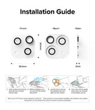 iPhone 14 Plus / 14 | Camera Protector Glass [3 Pack] - iPhone 14 Plus / 14 Camera Protector Glass - Installation guide showing dimensions and four steps for application.