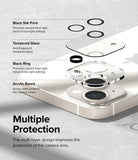 iPhone 14 Plus / 14 | Camera Protector Glass [3 Pack] - Exploded view of multi-layer camera lens protector components.