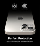 iPhone 14 Plus / 14 | Camera Protector Glass [3 Pack] - iPhone 14 Plus / 14 Camera Protector Glass - iPhone with a clear camera lens protector and anti-fingerprint icons.