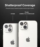 iPhone 14 Plus / 14 | Camera Protector Glass [3 Pack] - Comparison showing shattered standard glass vs intact Ringke.