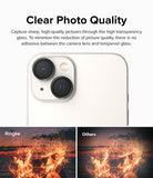 iPhone 14 Plus / 14 | Camera Lens Frame Glass - Close-up of iPhone camera lenses with a comparison showing clearer photo quality.