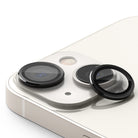 iPhone 14 Plus / 14 | Camera Lens Frame Glass - iPhone 14 Plus / 14 Camera Lens Frame Glass - Black protective glass covers applied to iPhone camera lenses.