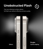 iPhone 14 Plus / 14 | Camera Styling - Side-by-side comparison showing Ringke camera cover allows clear flash vs. others.